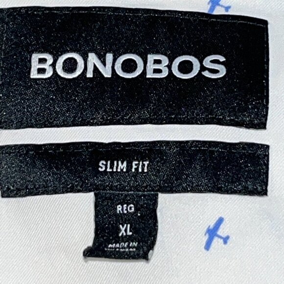 BONOBOS Airplane Print Nylon & Spandex Long Sleeve Button Shirt EUC  XL SLIM FIT - Picture 9 of 13